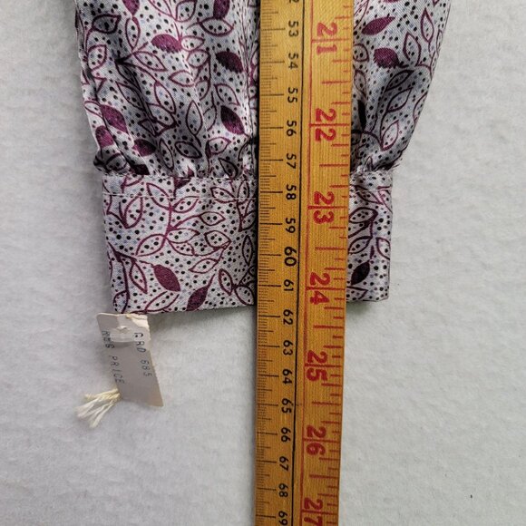 80s Size 8 Flowy Neck Tie Leaf Print Blouse Feminine Romantic Dainty Whimsical - Picture 12 of 12